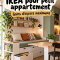 Intérieur de petit appartement avec des meubles IKEA détourés de manière créative.