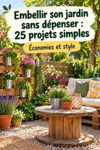 Jardin fleuri et décoré pour un extérieur accueillant sans se ruiner.
