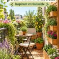 Un balcon décoré avec des plantes et des accessoires de jardin