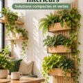 Un jardin vertical bien aménagé dans un petit espace intérieur, intégrant diverses plantes