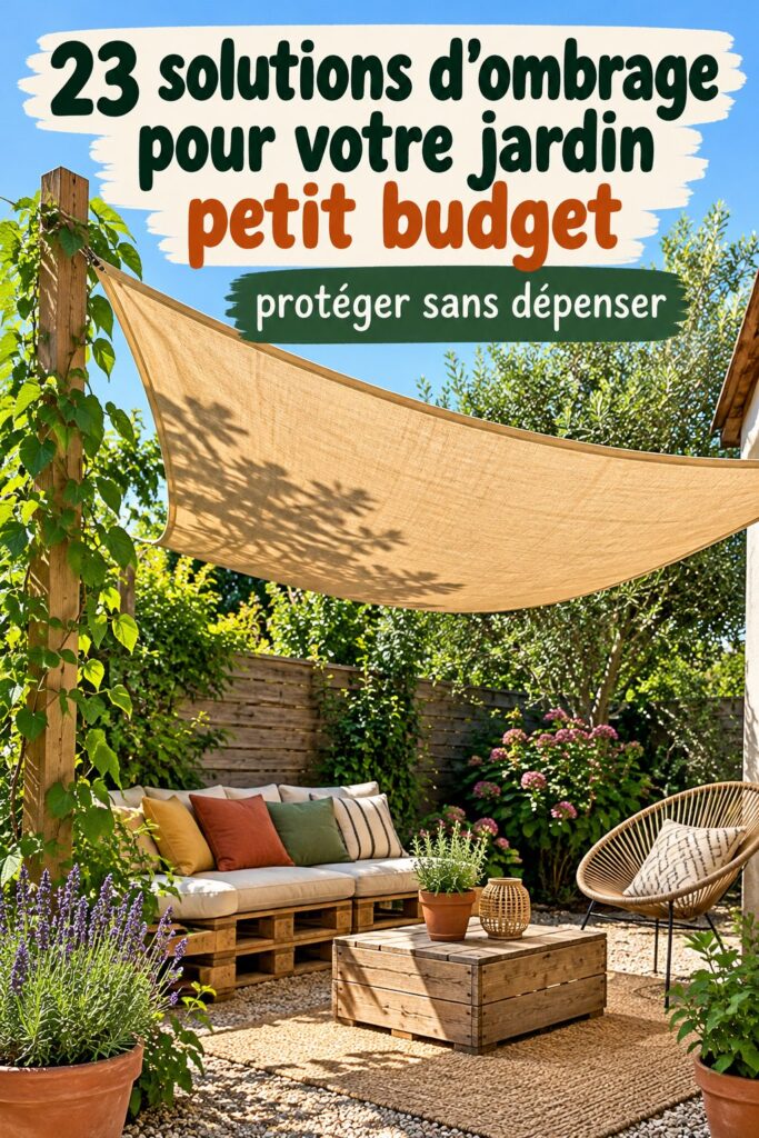 Un jardin élégant avec une solution d'ombrage DIY à petit prix.