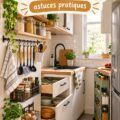 Petite cuisine bien organisée avec des solutions de rangement pratiques