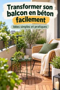 Balcon rénové avec des plantes et des meubles confortables