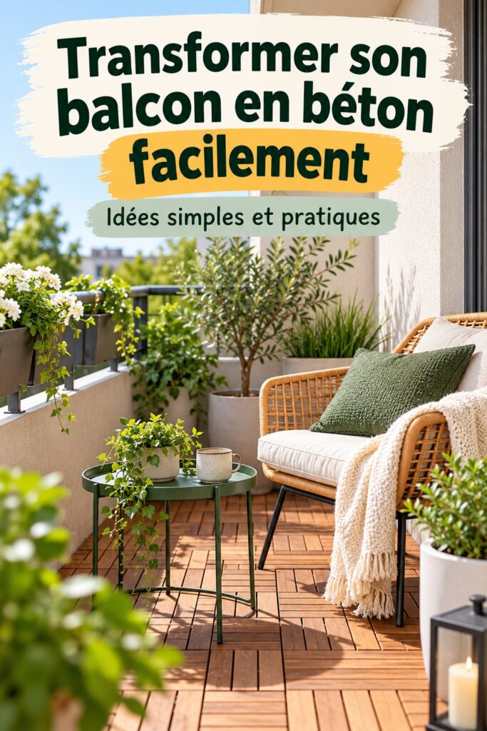 Balcon rénové avec des plantes et des meubles confortables